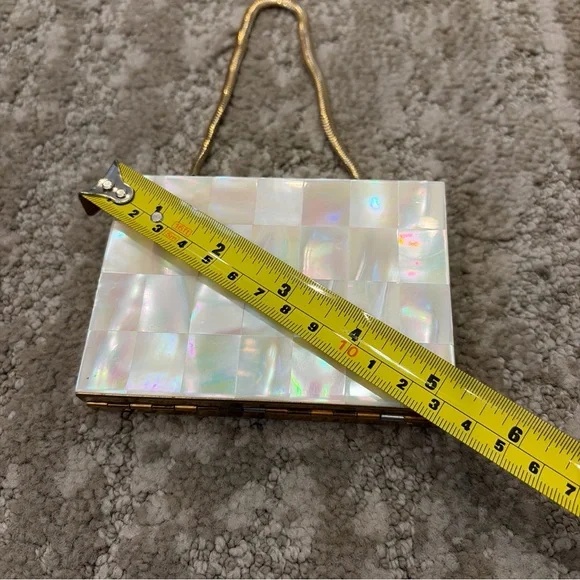 Vintage 1950’s Mother Of Pearl Brass Cosmetic Comb Lipstick Compact Case Purse - Picture 12 of 13